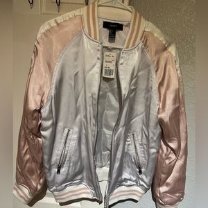 Brand New Bomber Jacket from Forever 21 (light pink & silver)